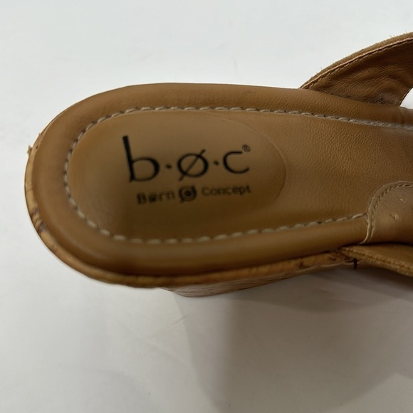 BOC Tan Floral Cork Wedge Upper Leather Comfort Sandals Women’s Comfort Shoes 7M - Picture 9 of 15